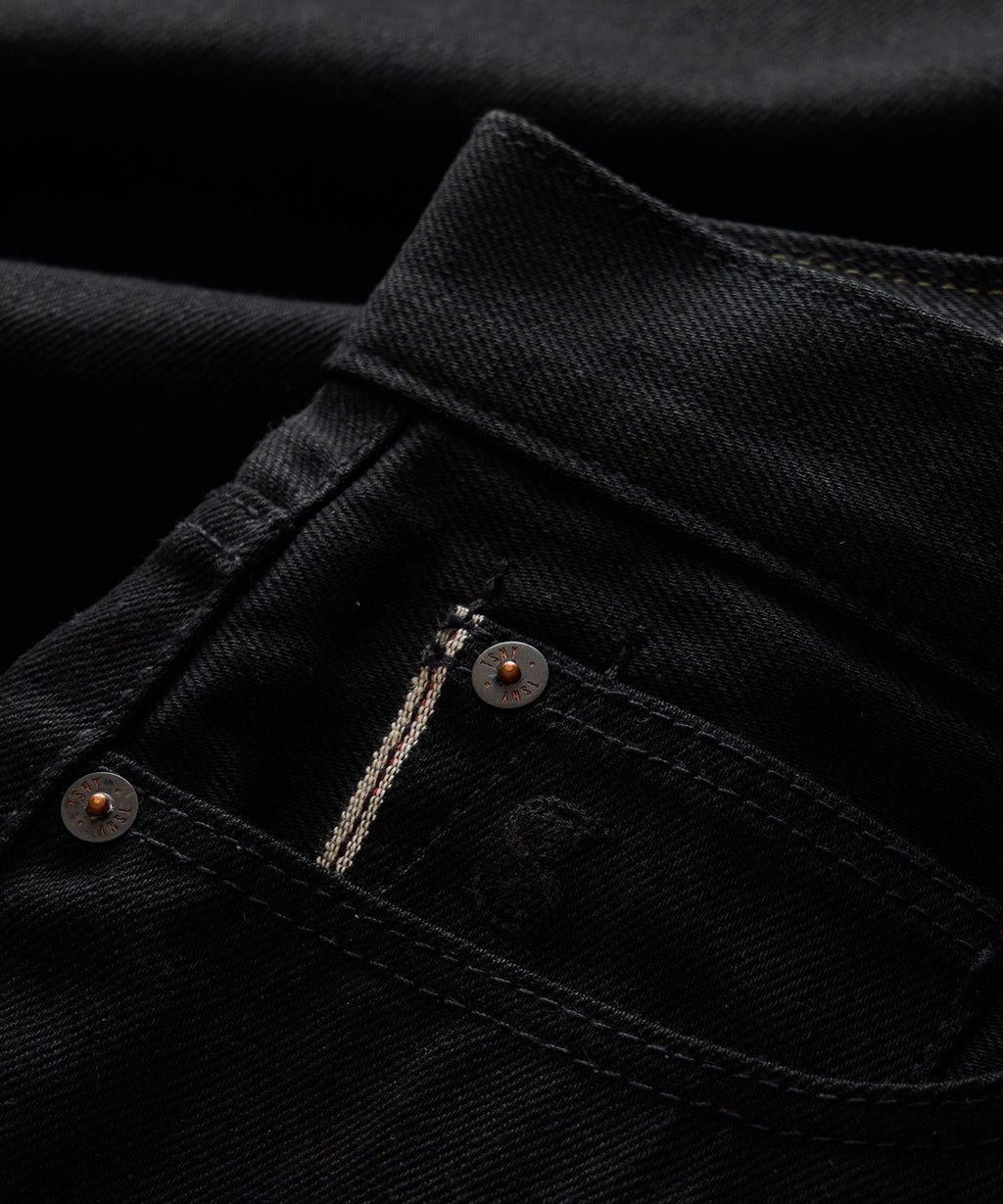 Relaxed Rigid Selvedge Pleated Jean in Black