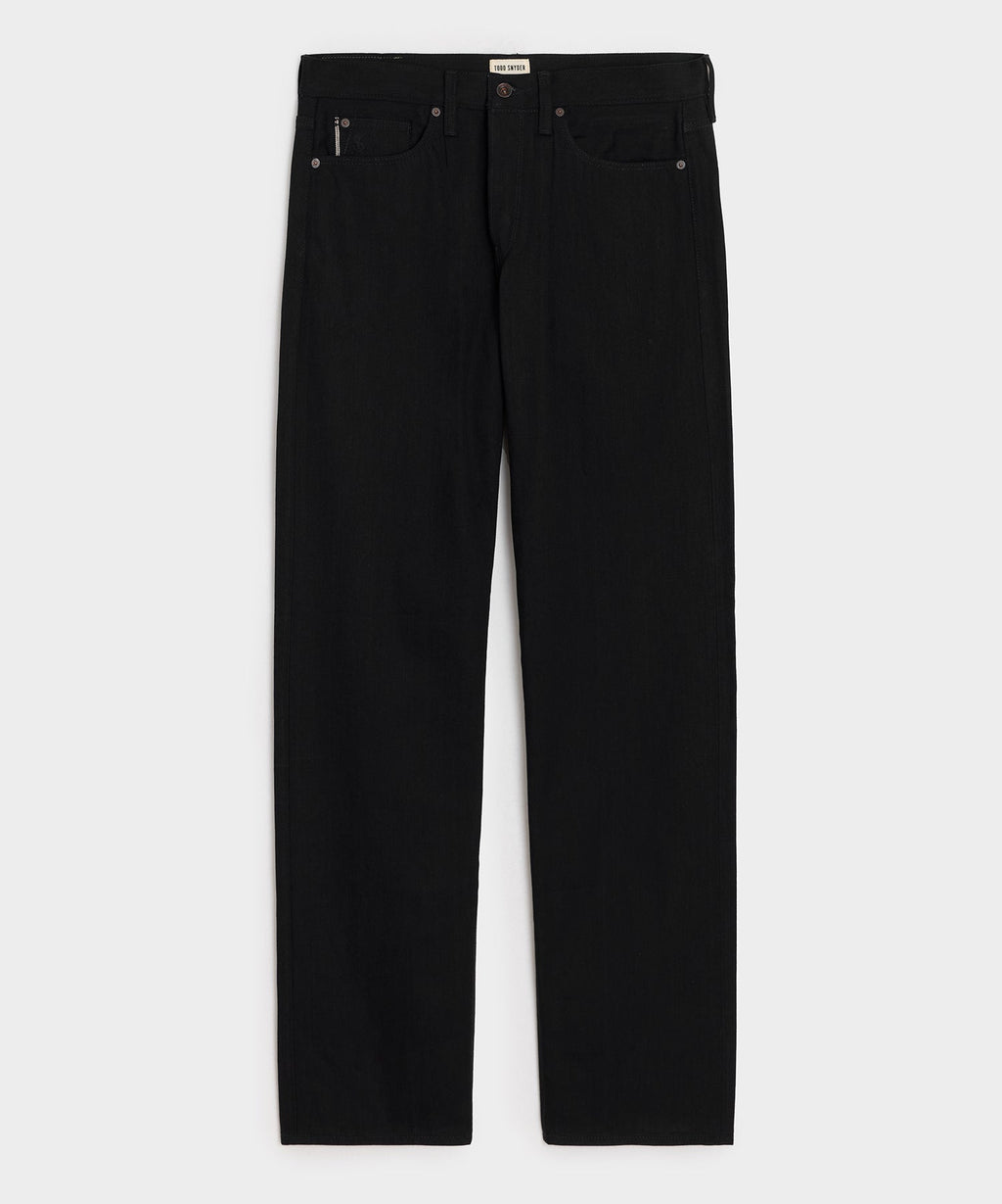 Relaxed Rigid Selvedge Pleated Jean in Black