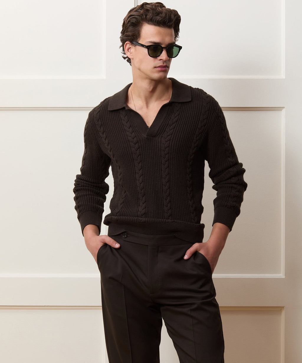 Beechwood Cable Knit Sweater Polo