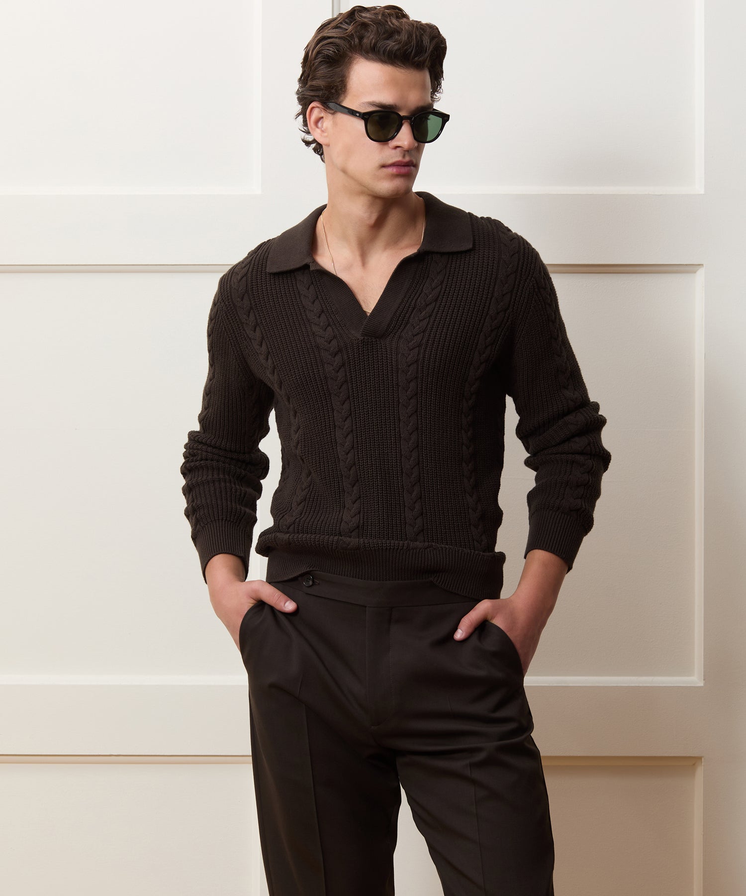 Beechwood Cable Knit Sweater Polo