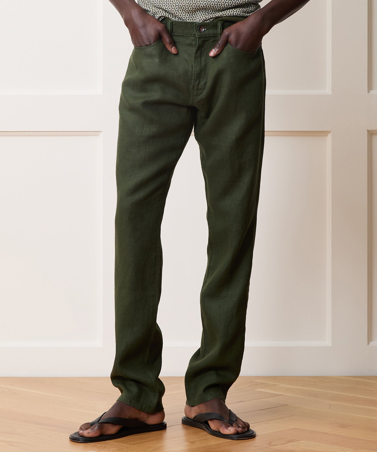 Slim 5-Pocket Linen Pant