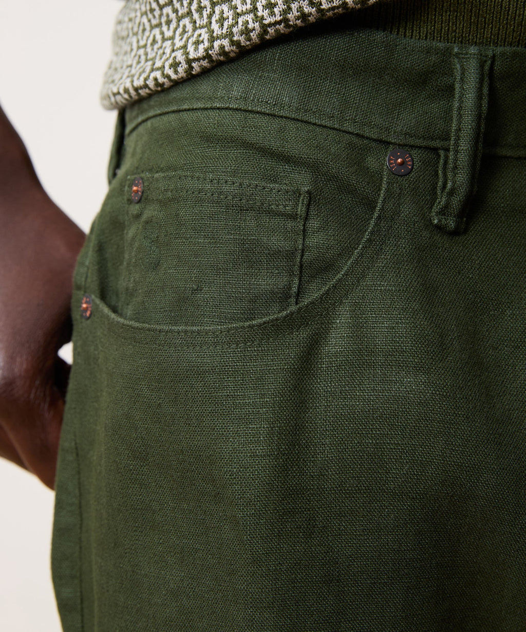 Slim 5-Pocket Linen Pant
