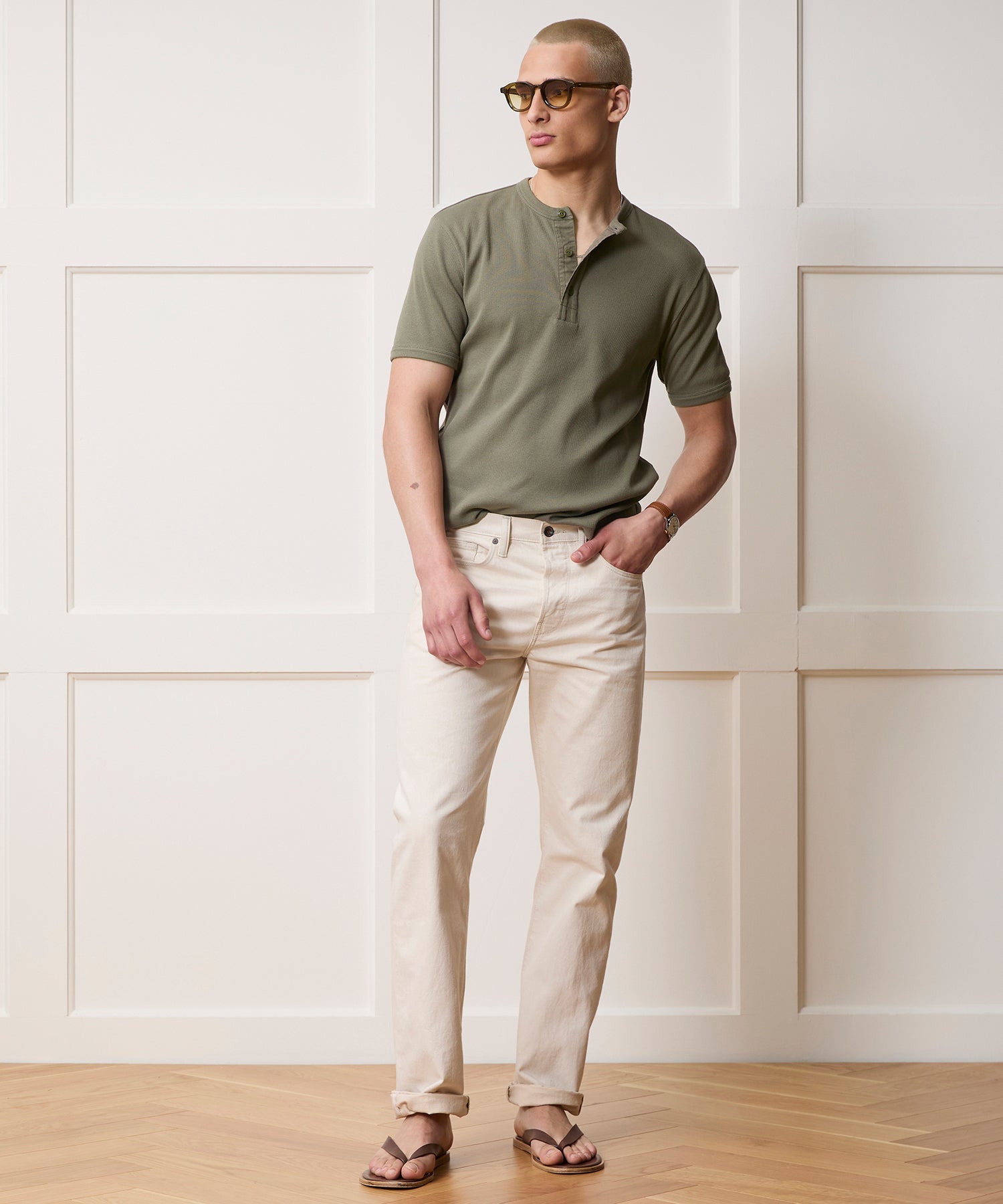 Ribbed Cotton Henley