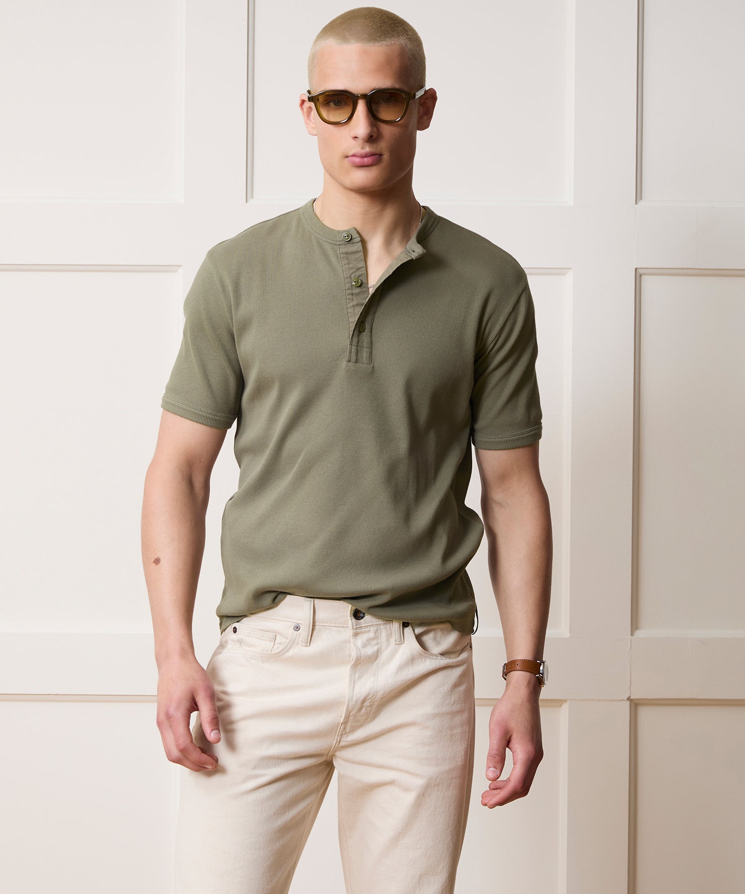 Ribbed Cotton Henley