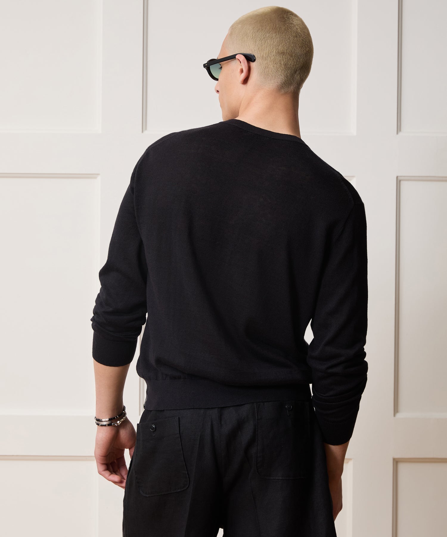Linen-Cotton Henley Sweater
