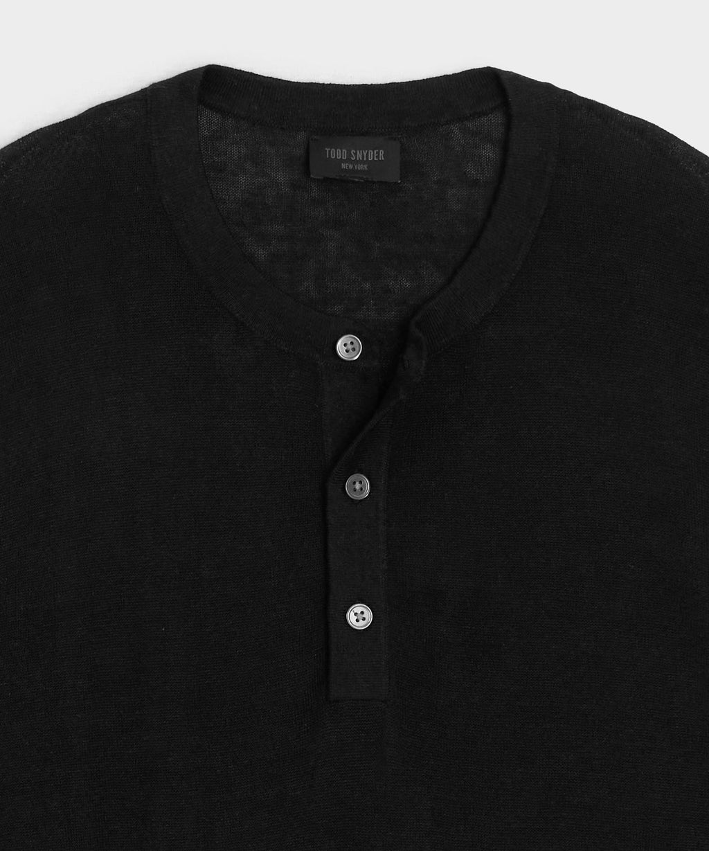 Linen-Cotton Henley Sweater