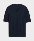 Ribbed Linen-Cotton Henley Sweater