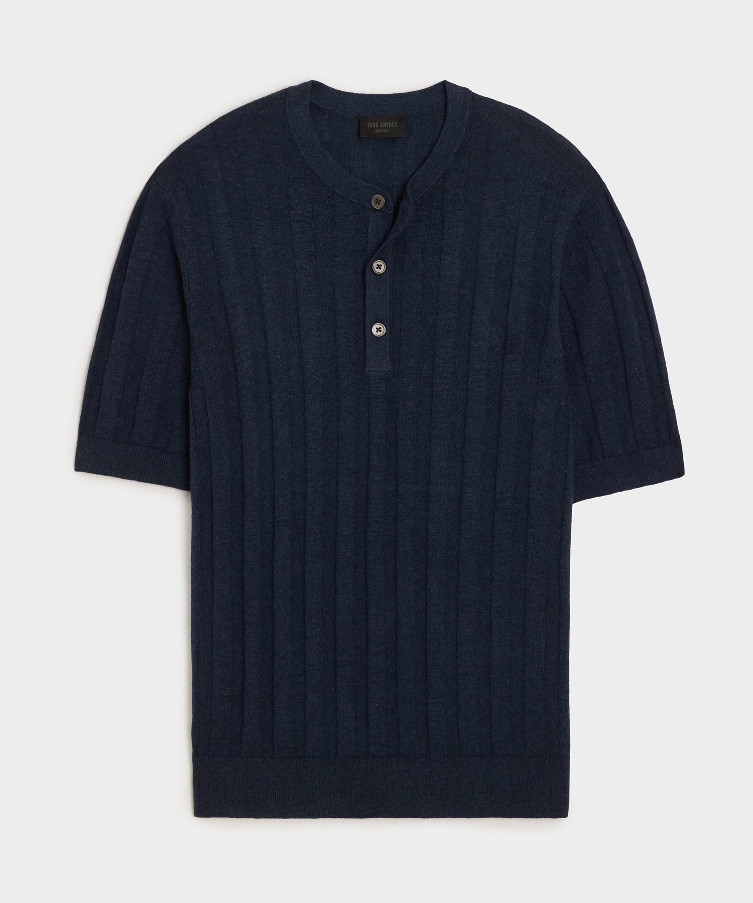Ribbed Linen-Cotton Henley Sweater