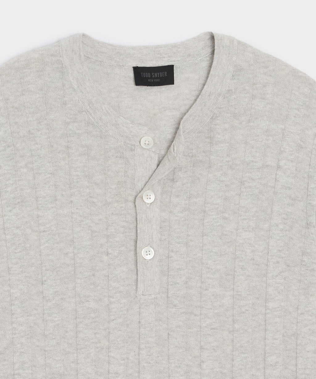 Ribbed Linen-Cotton Henley Sweater