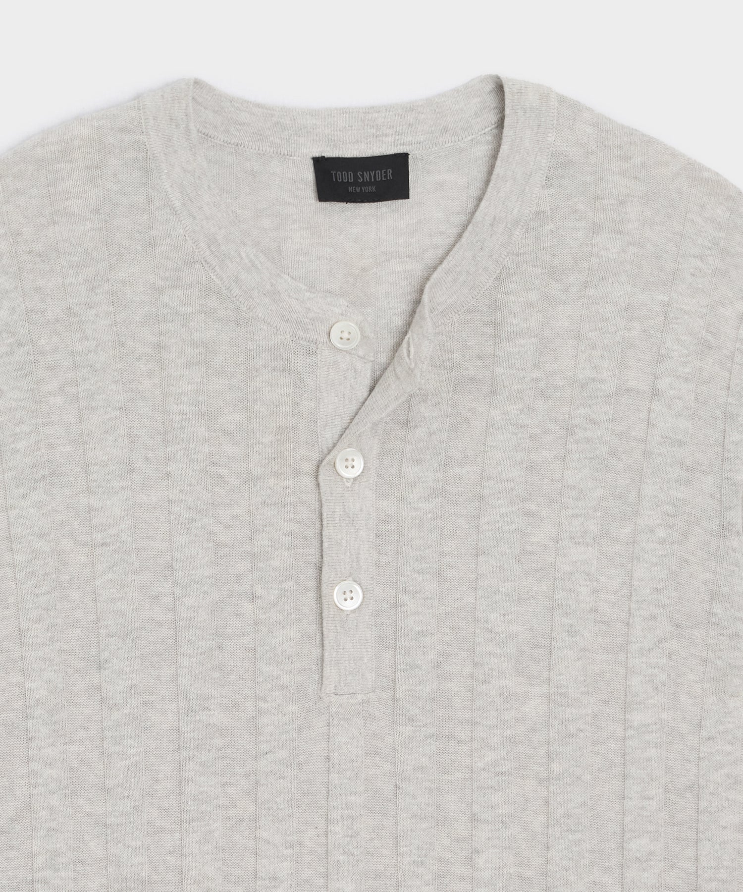 Ribbed Linen-Cotton Henley Sweater