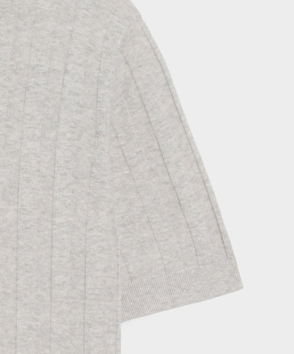 Ribbed Linen-Cotton Henley Sweater