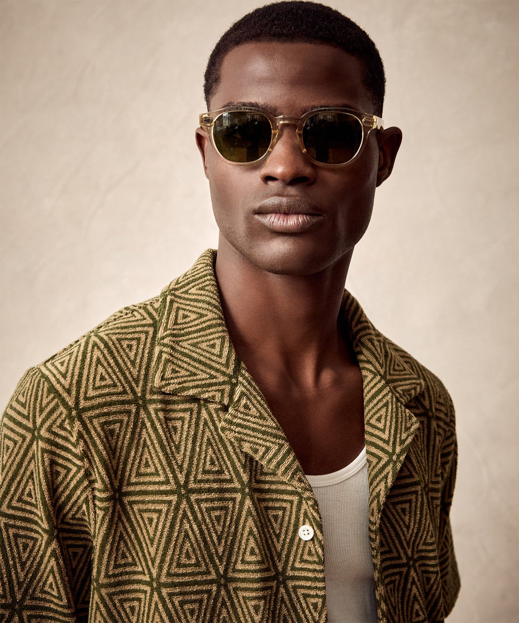 Terry Jacquard Cabana Polo Shirt in Green Leaf