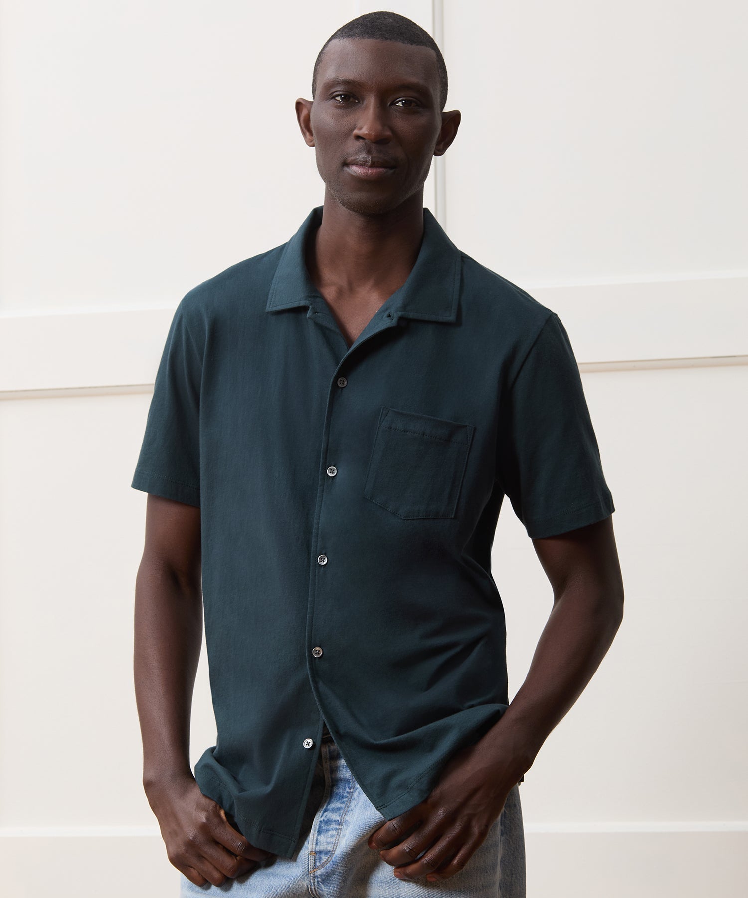 Made in L.A. Jersey Full-Placket Polo