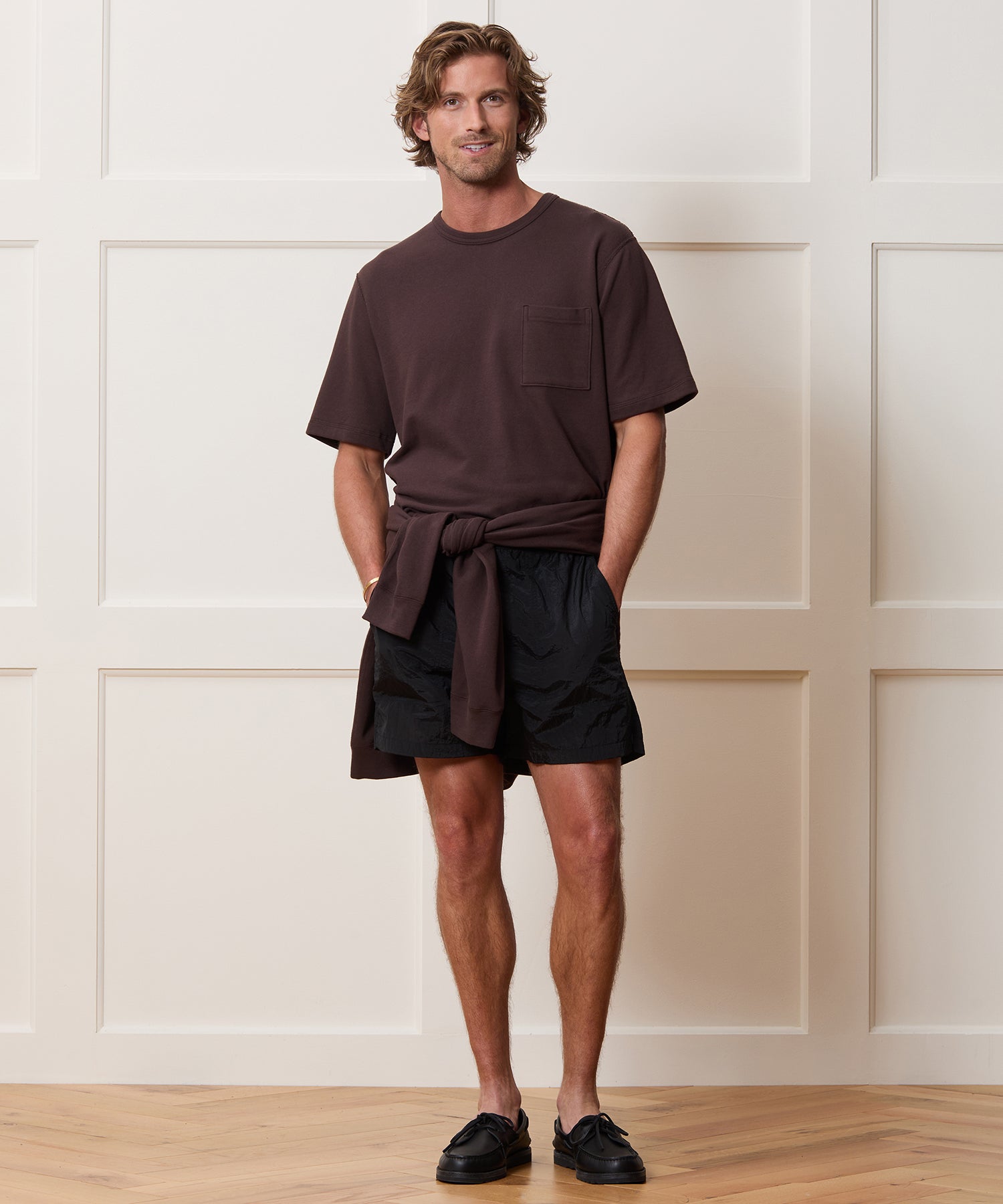 Lightweight Terry Cloth Short-Sleeve Sweatshirt