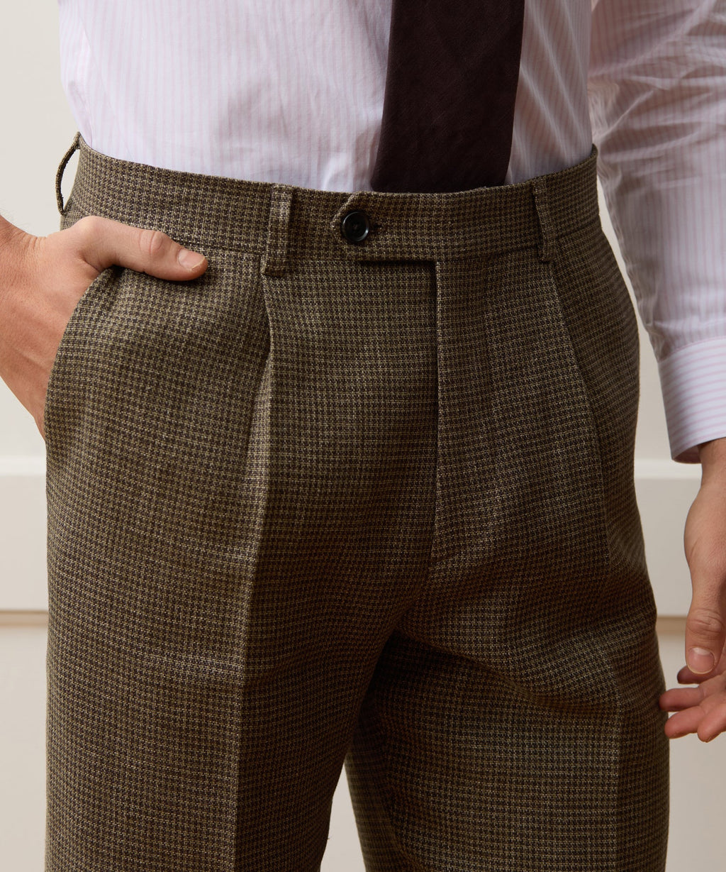 Italian Linen Houndstooth Madison Trouser