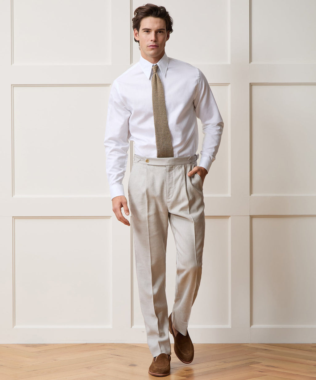Italian Cotton-Linen Long Point Collar Dress Shirt