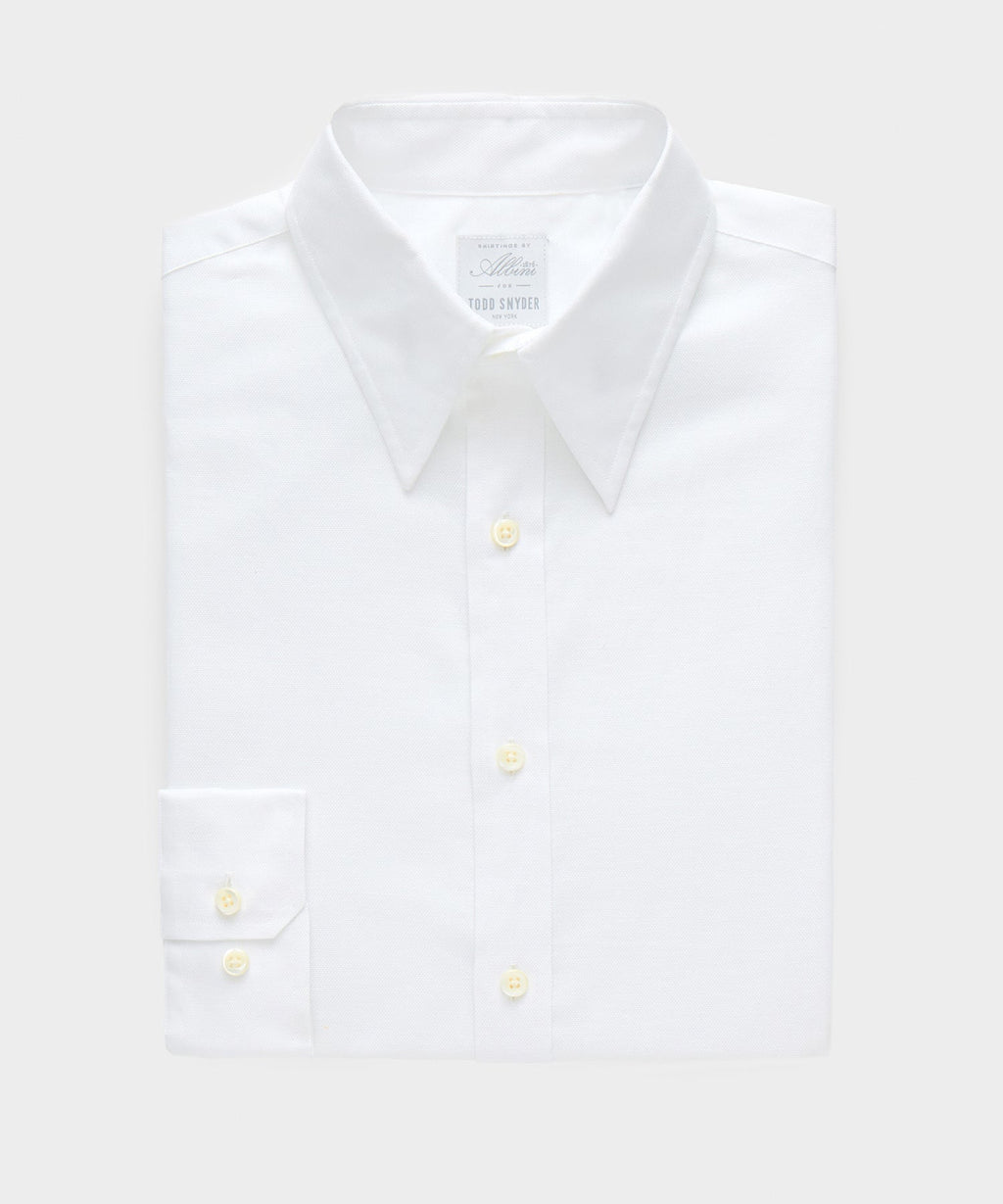 Italian Cotton-Linen Long Point Collar Dress Shirt