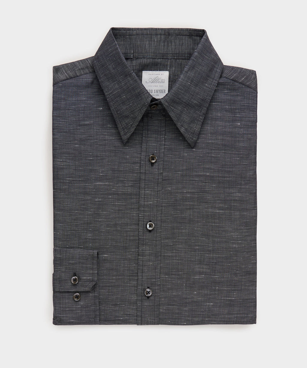 Italian Cotton-Linen Long Point Collar Dress Shirt
