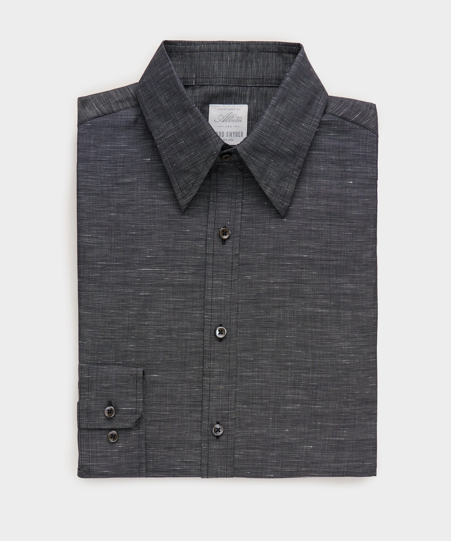 Italian Cotton-Linen Long Point Collar Dress Shirt