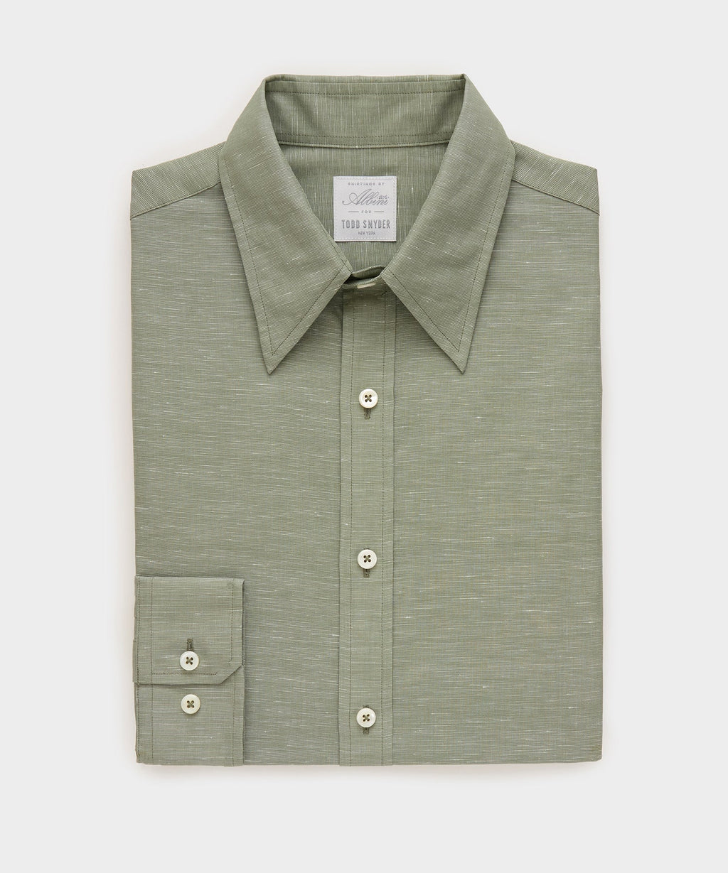 Italian Cotton-Linen Long Point Collar Dress Shirt