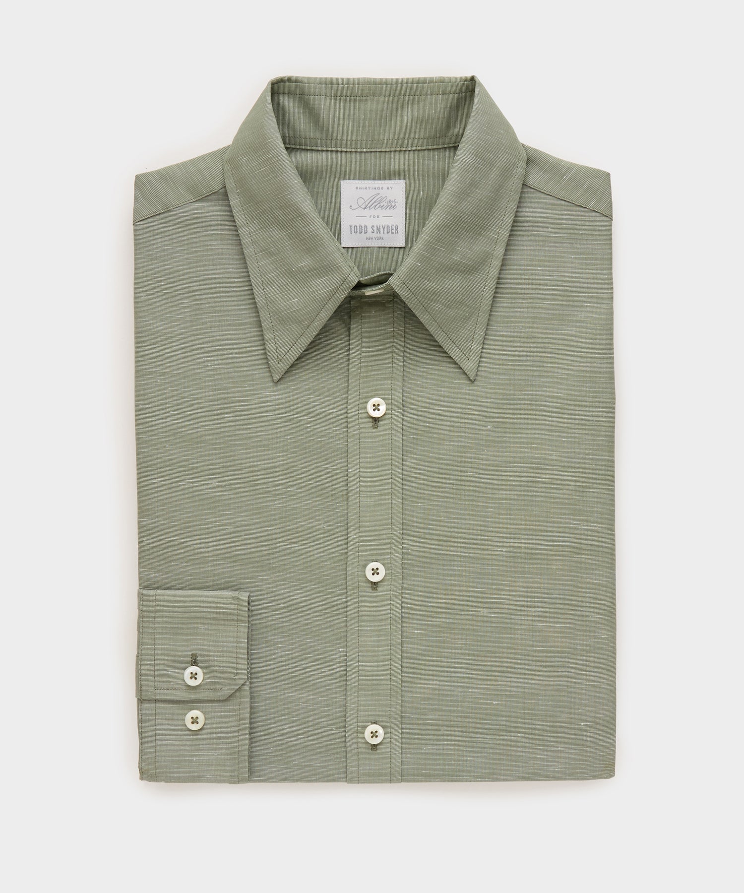 Italian Cotton-Linen Long Point Collar Dress Shirt