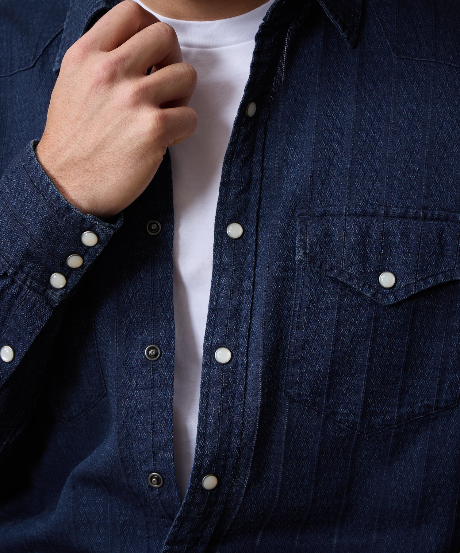 Denim Jacquard Western Shirt