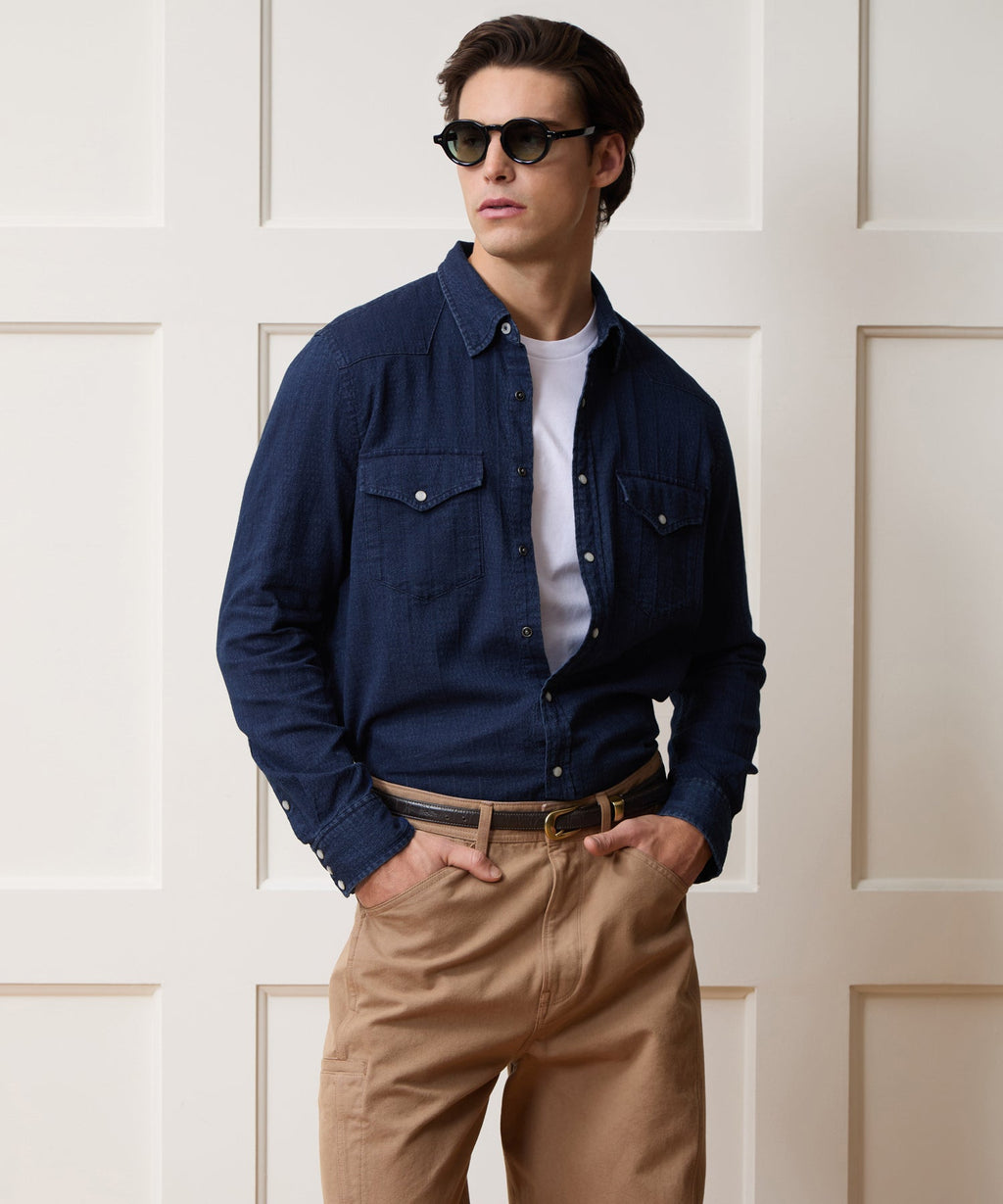 Denim Jacquard Western Shirt