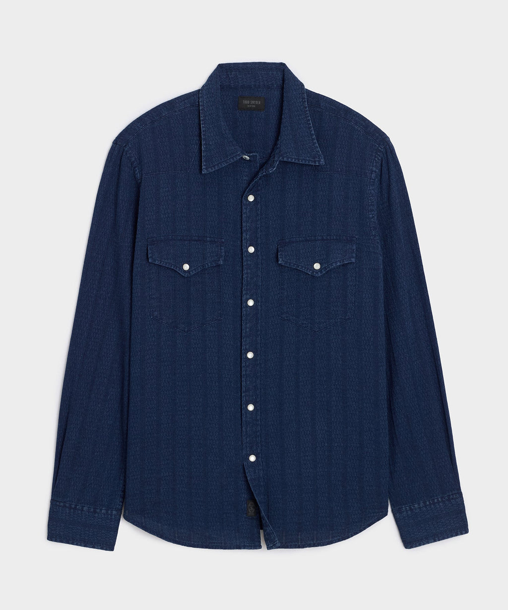 Denim Jacquard Western Shirt