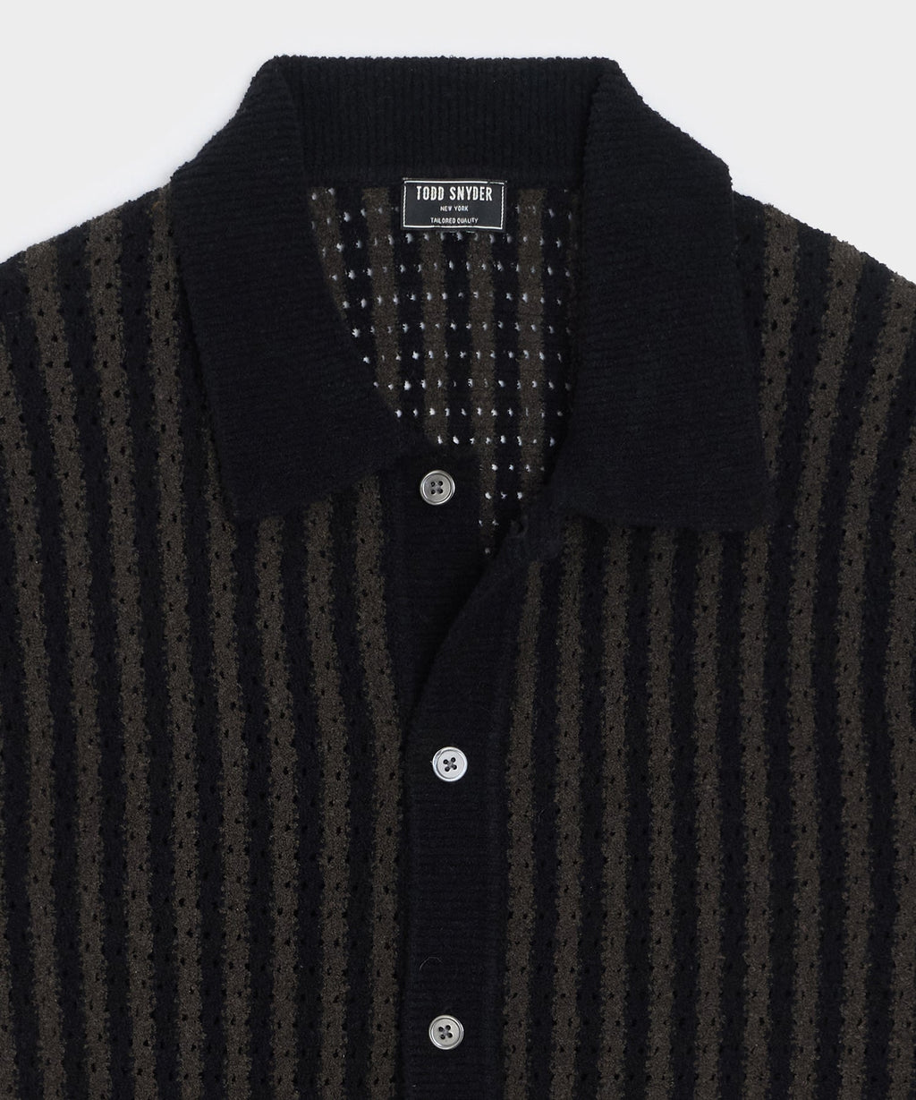 Striped Boucle Sweater Polo