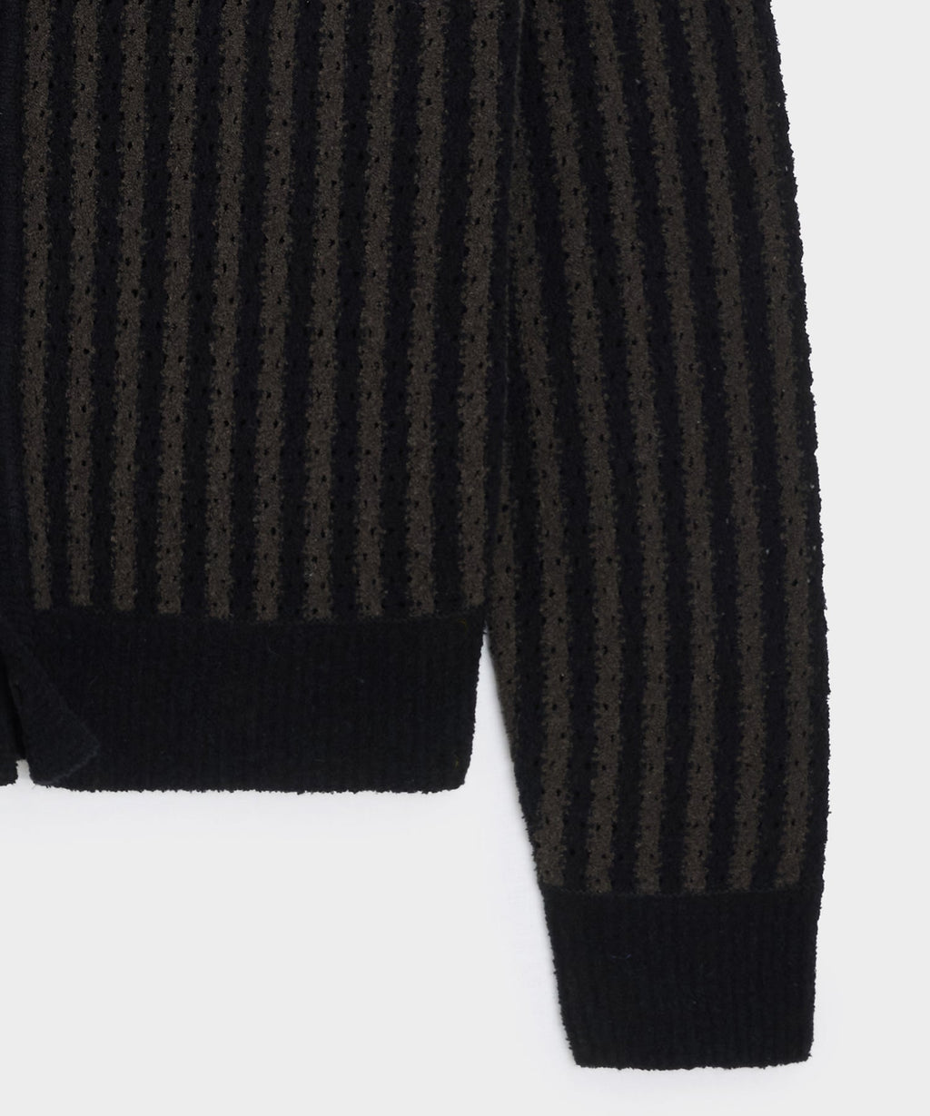 Striped Boucle Sweater Polo
