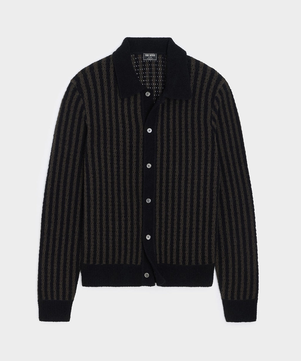 Striped Boucle Sweater Polo