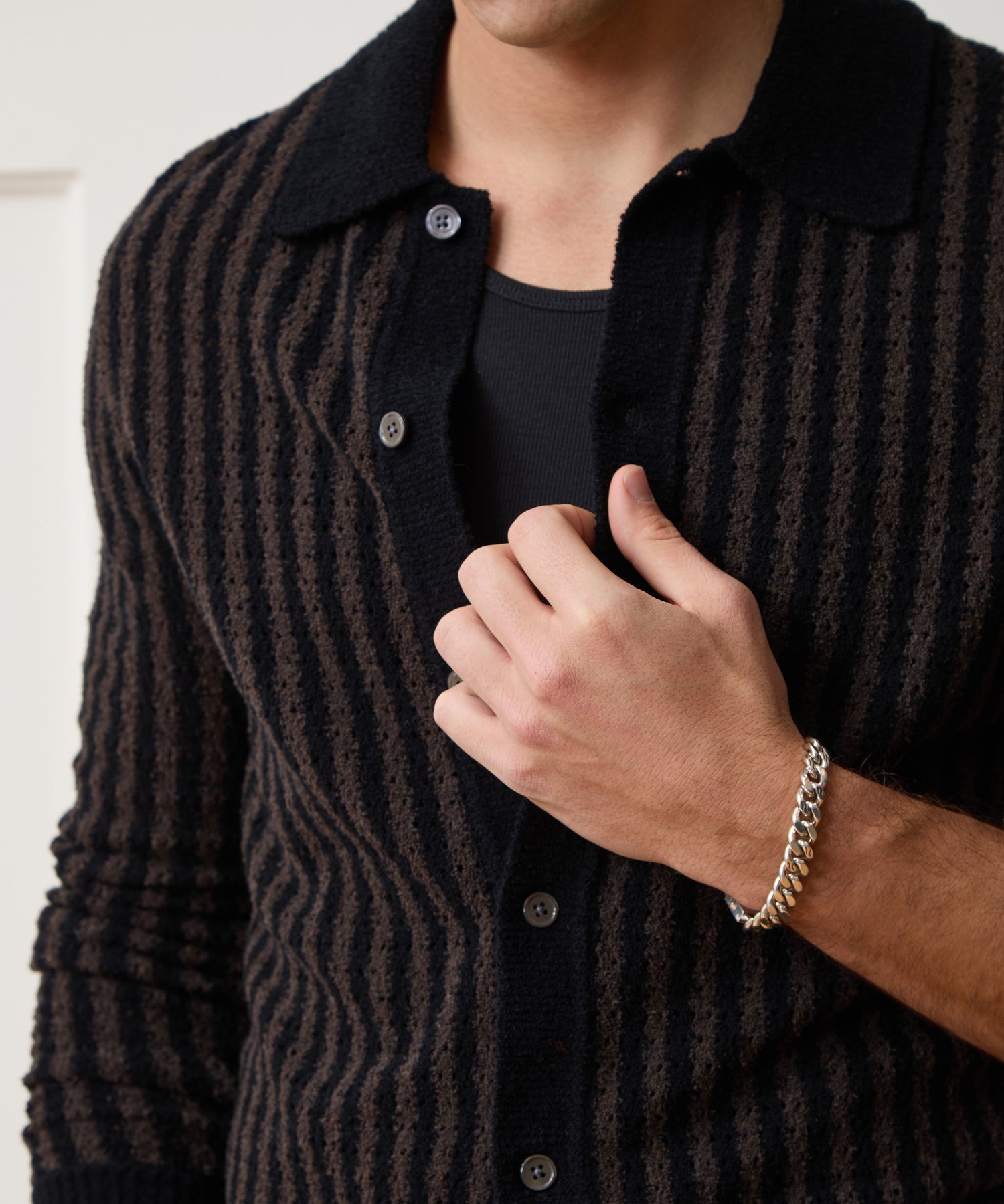 Striped Boucle Sweater Polo
