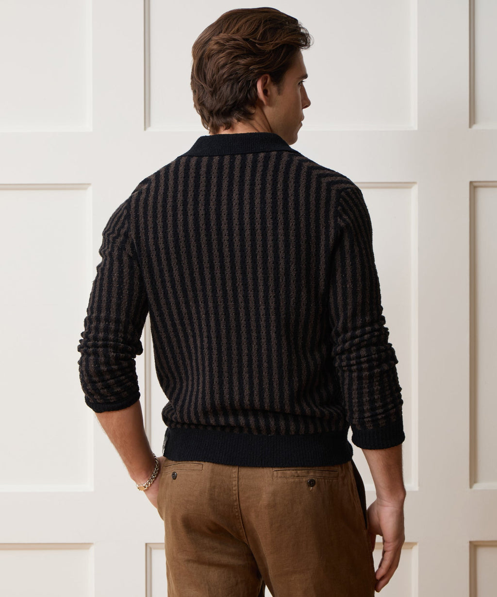 Striped Boucle Sweater Polo