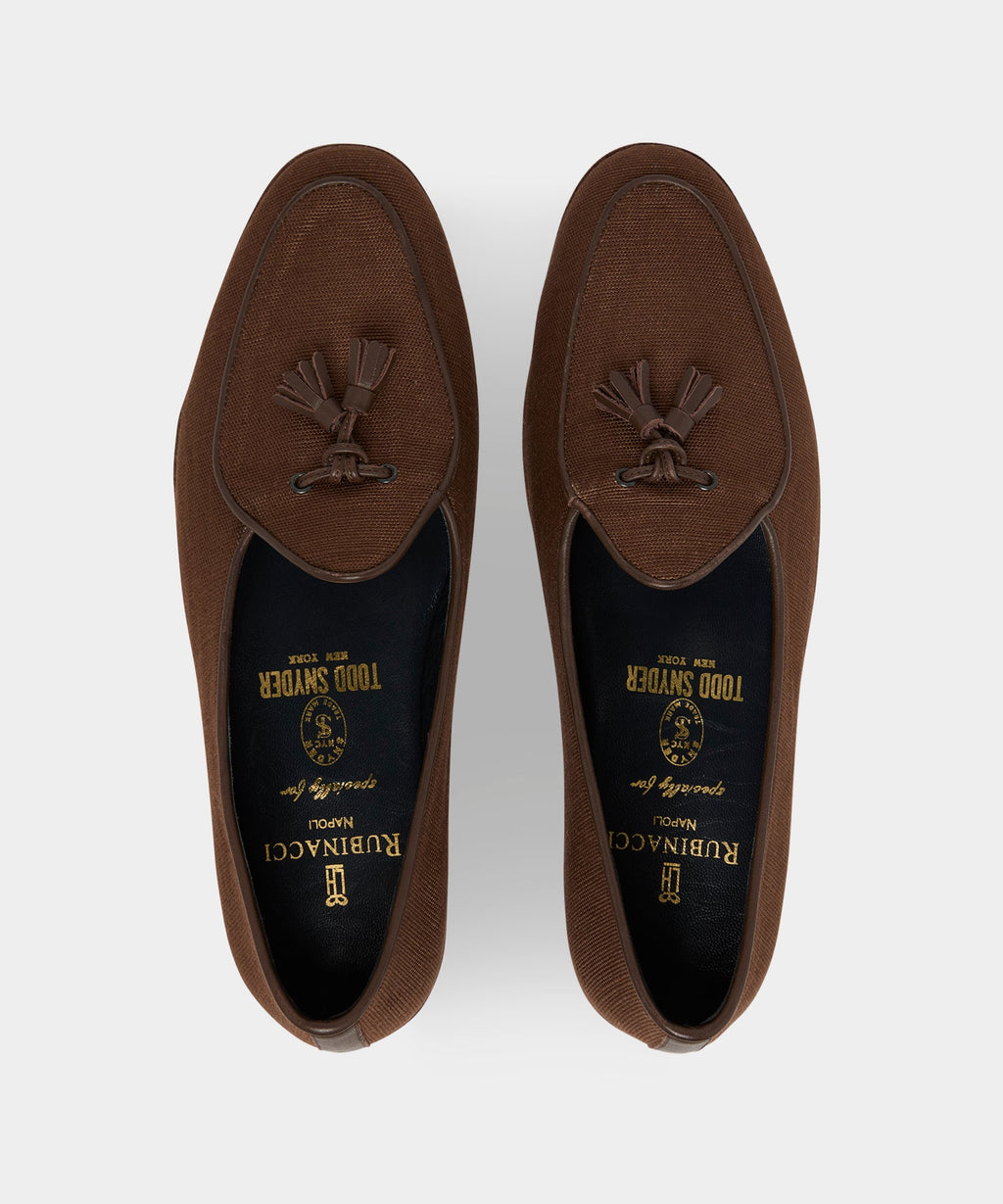 Rubinacci Marphy Woven Linen Tassel Loafer