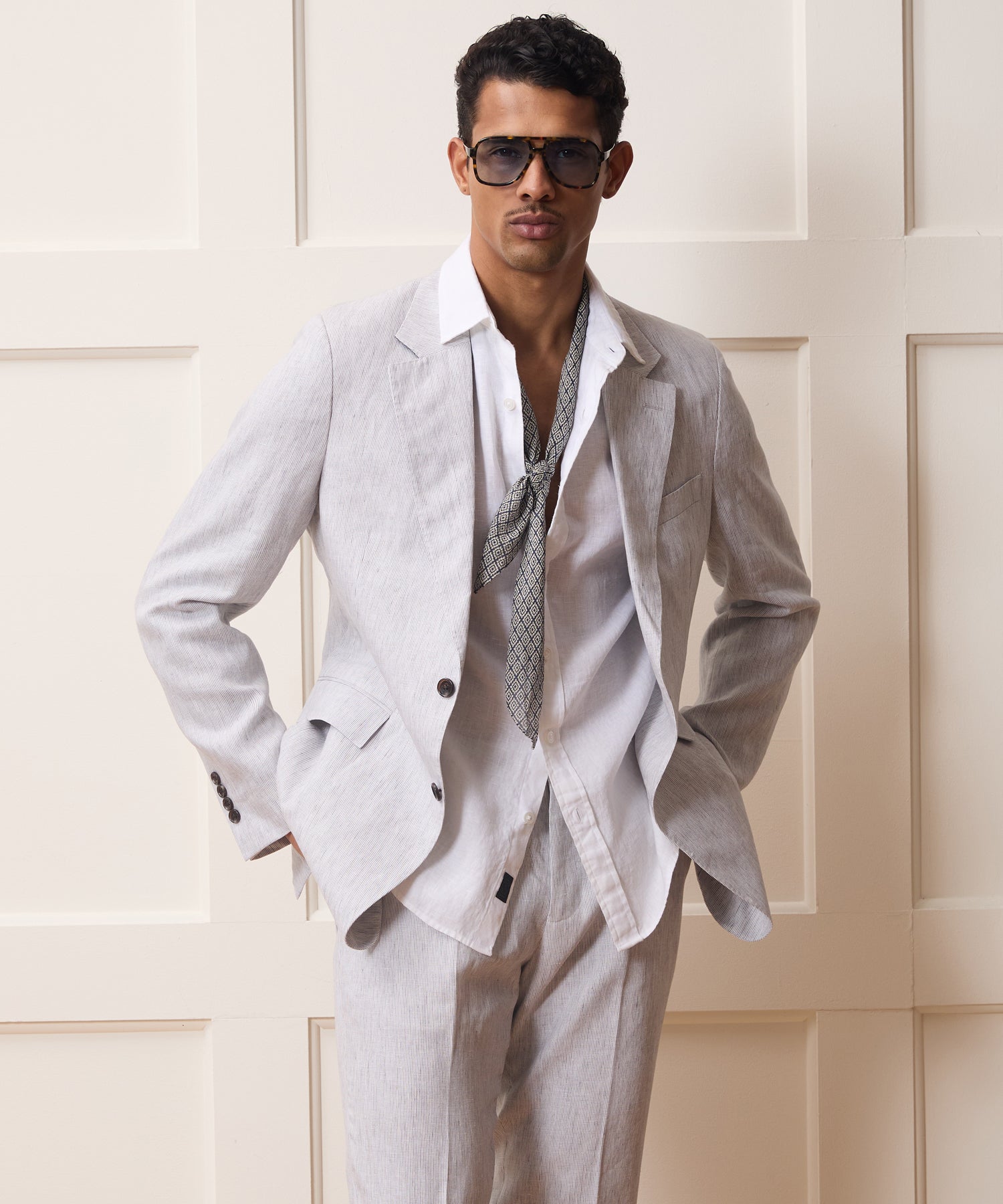 Italian Striped Linen Sutton Jacket