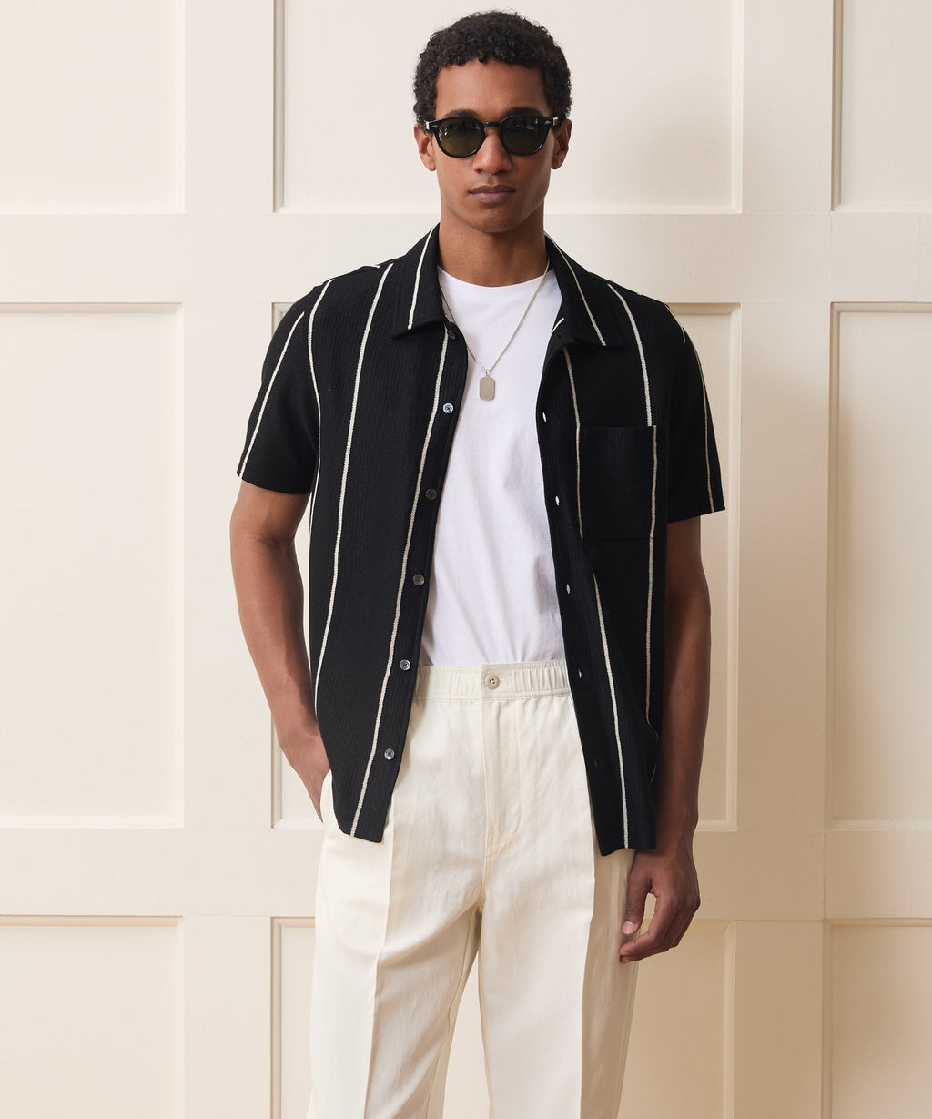 Linen-Cotton Knit Shirt