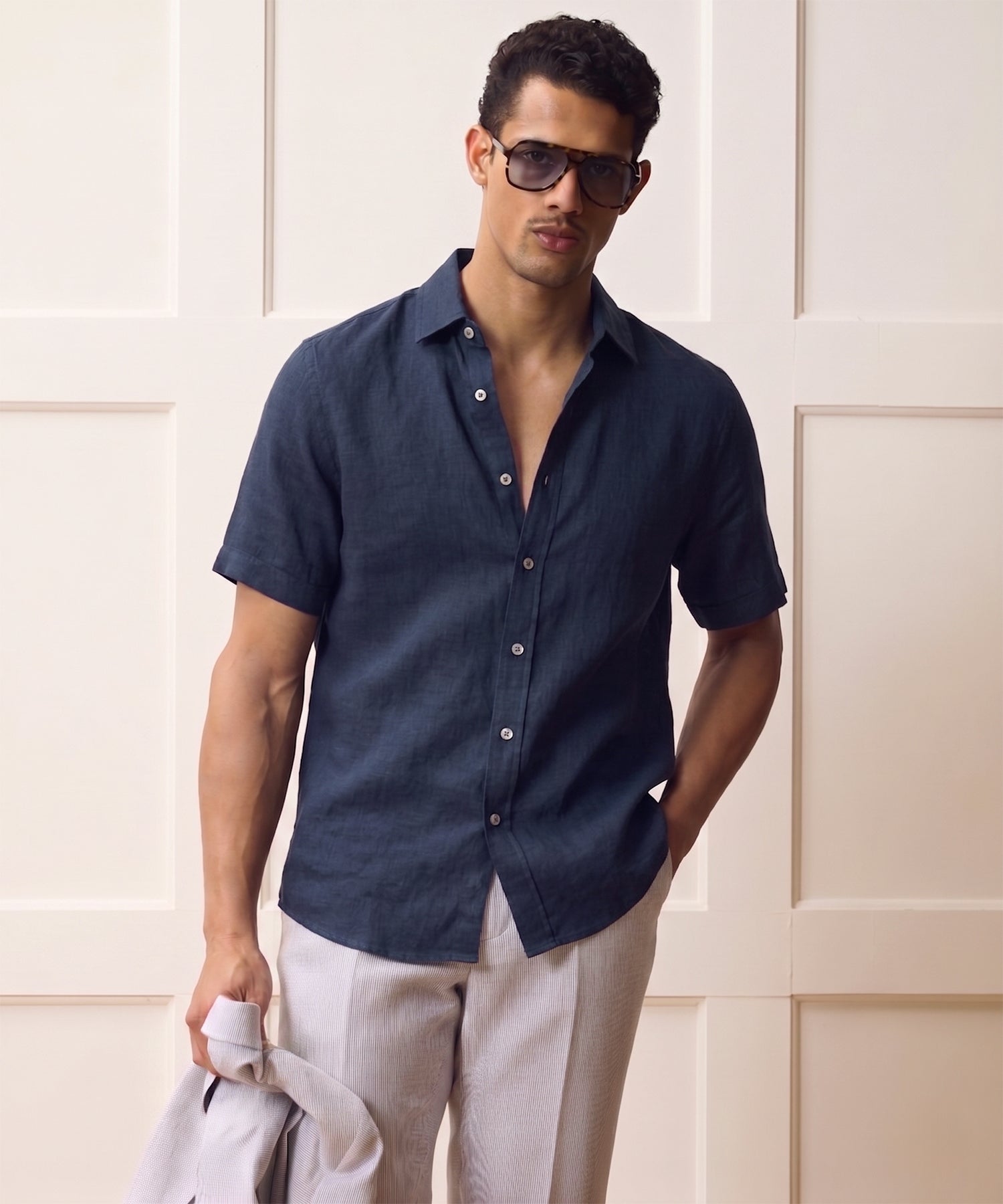 Irish Linen Point Collar Shirt