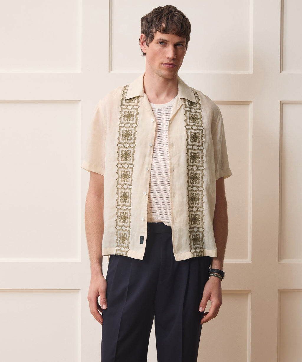 Embroidered Voile Capri Shirt