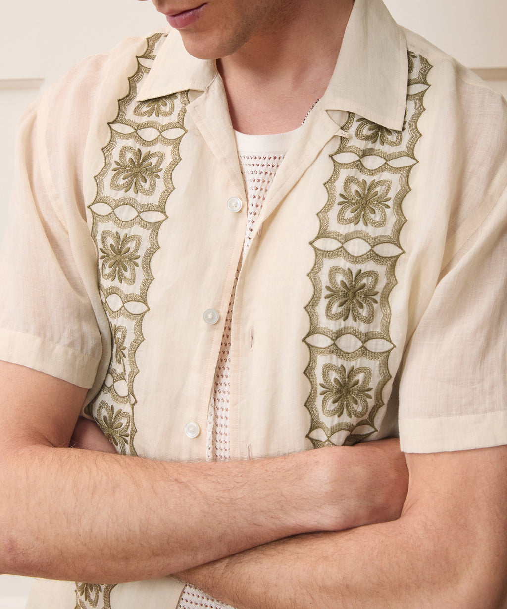 Embroidered Voile Capri Shirt