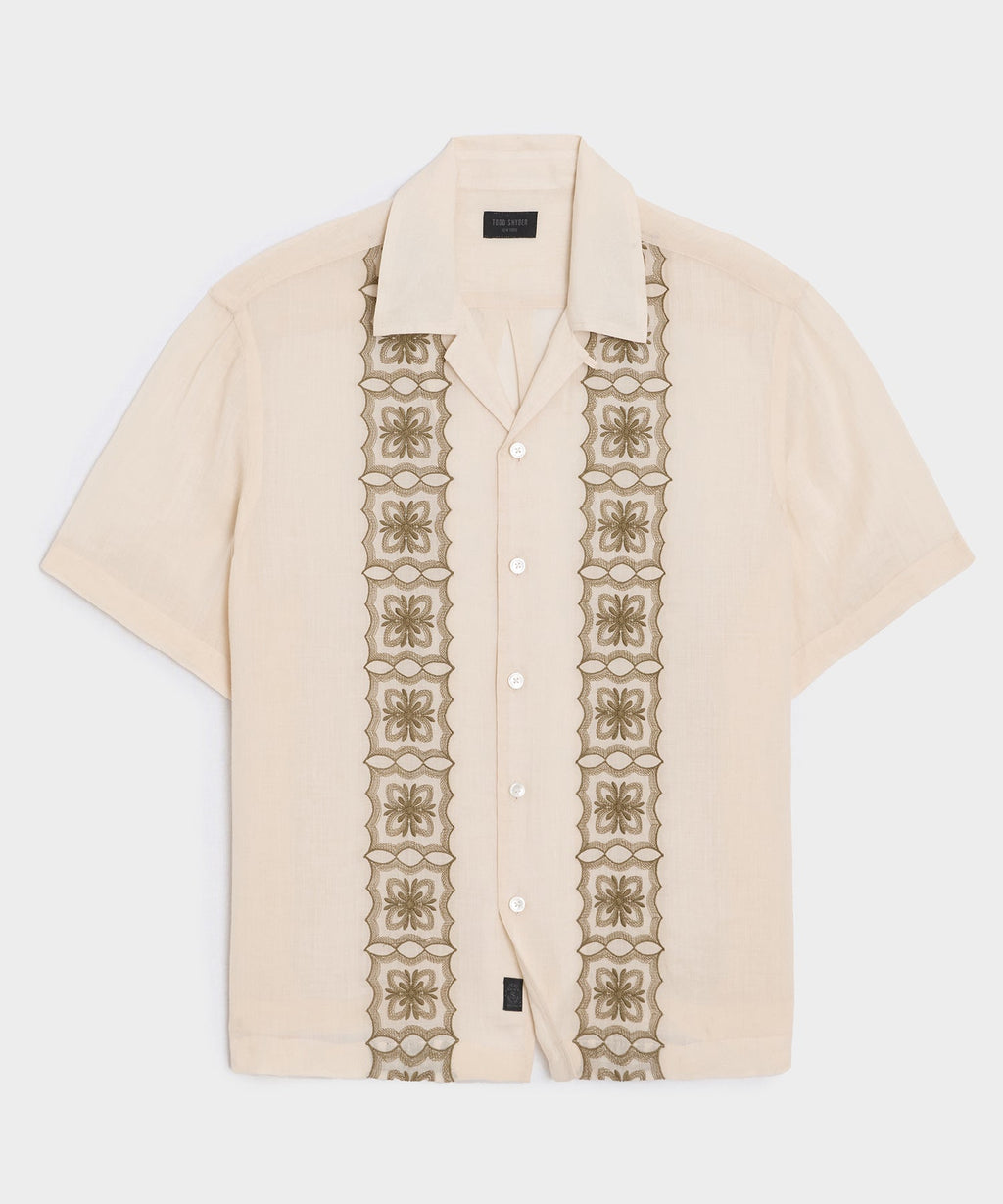 Embroidered Voile Capri Shirt