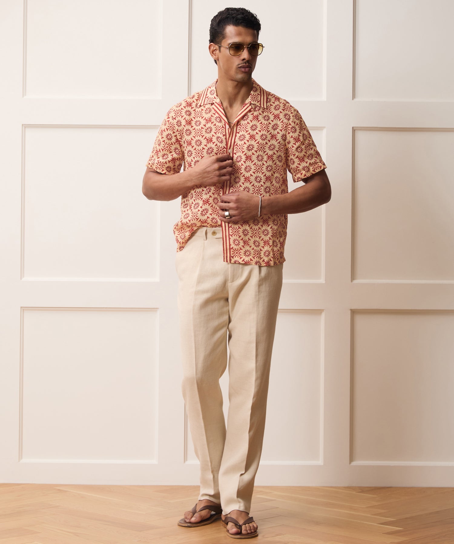 Embroidered Voile Capri Shirt
