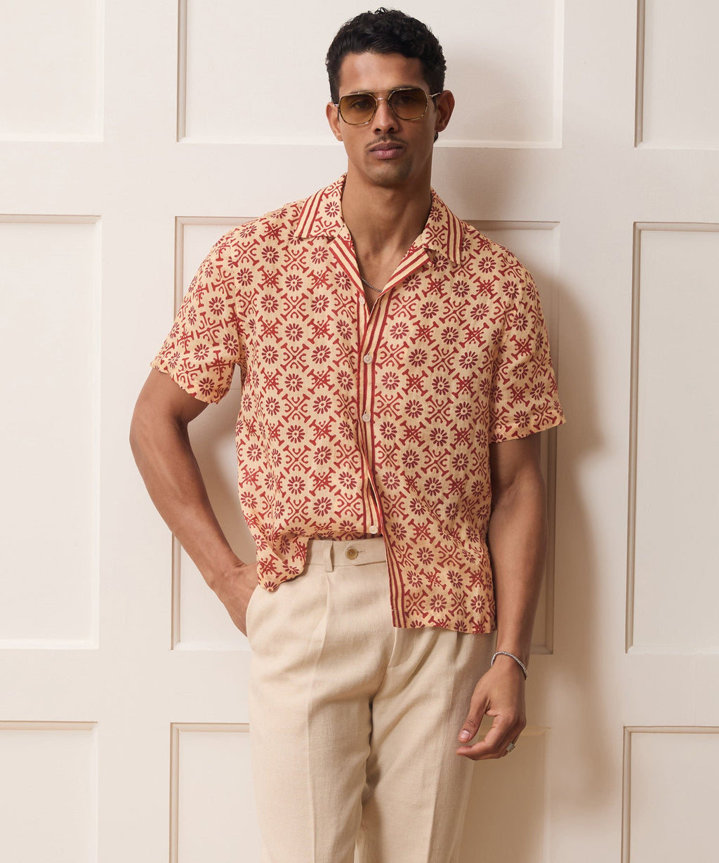 Embroidered Voile Capri Shirt