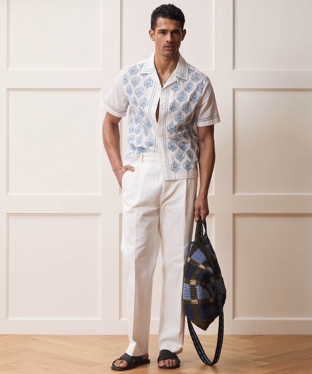 Embroidered Voile Capri Shirt