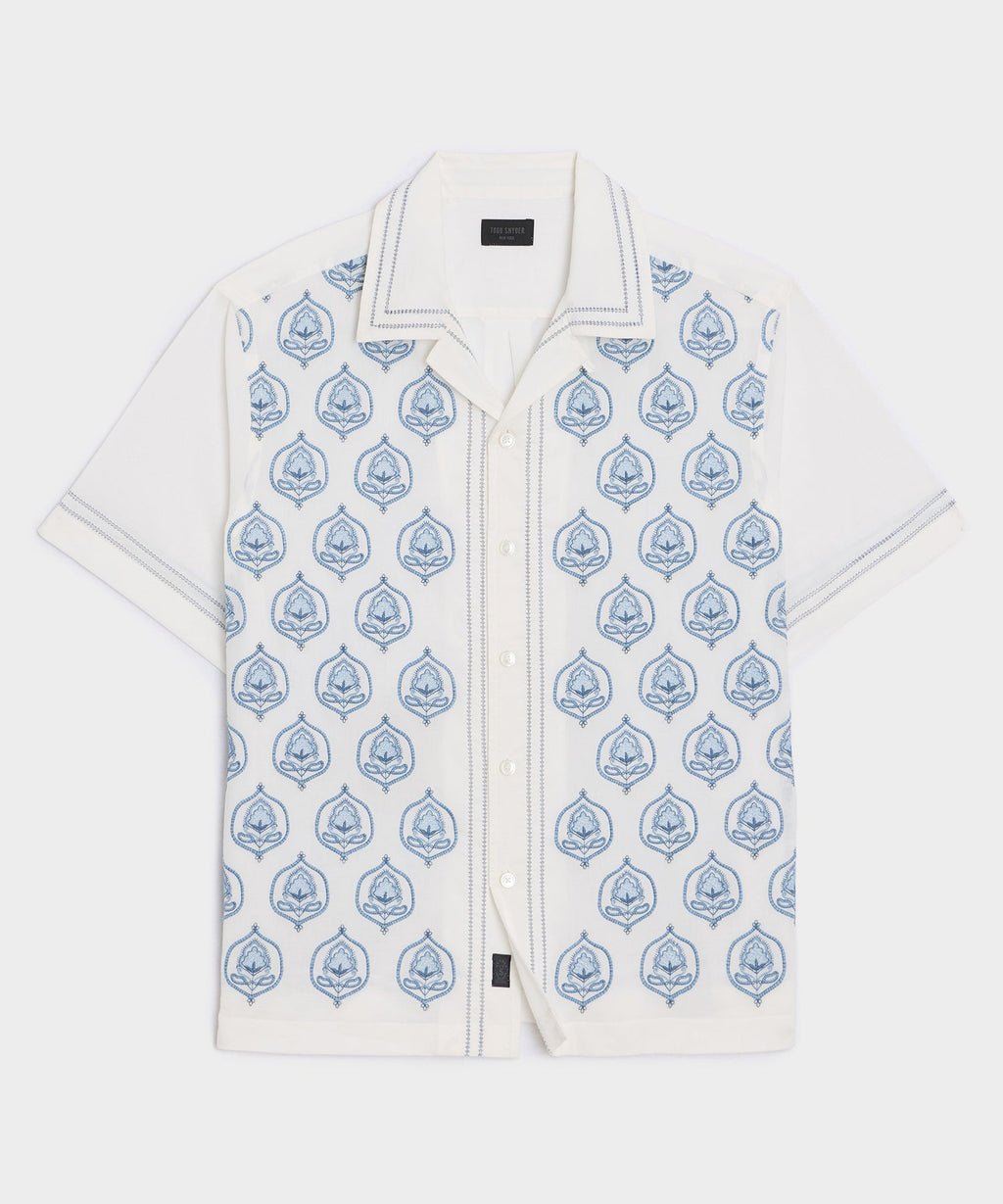 Embroidered Voile Capri Shirt