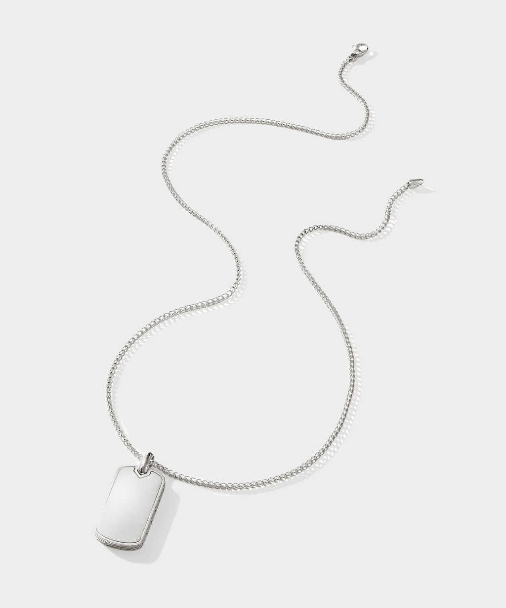 John Hardy Sterling Silver Tag Pendant Necklace