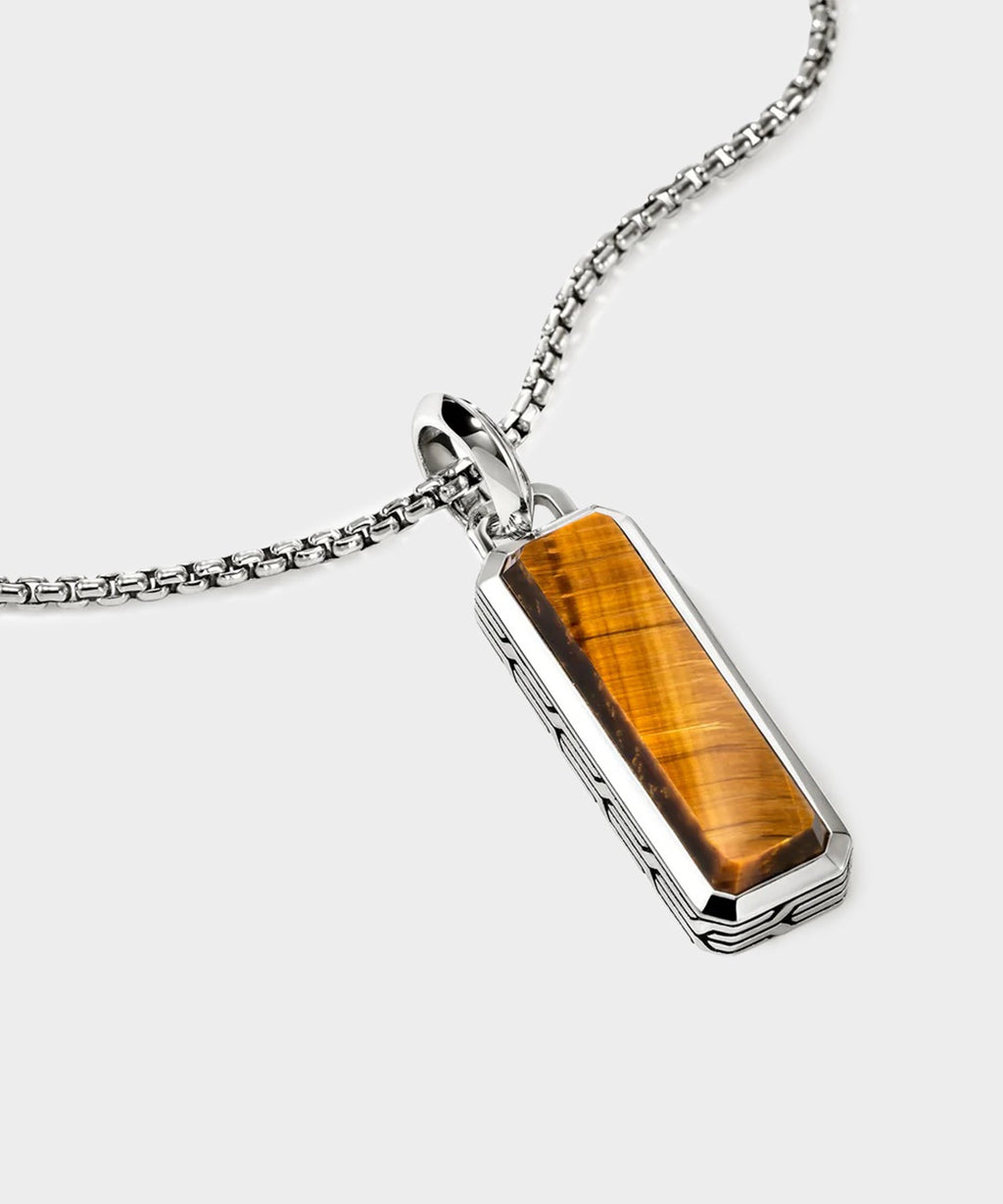 John Hardy Sterling Silver Tiger Eye Talisman Necklace
