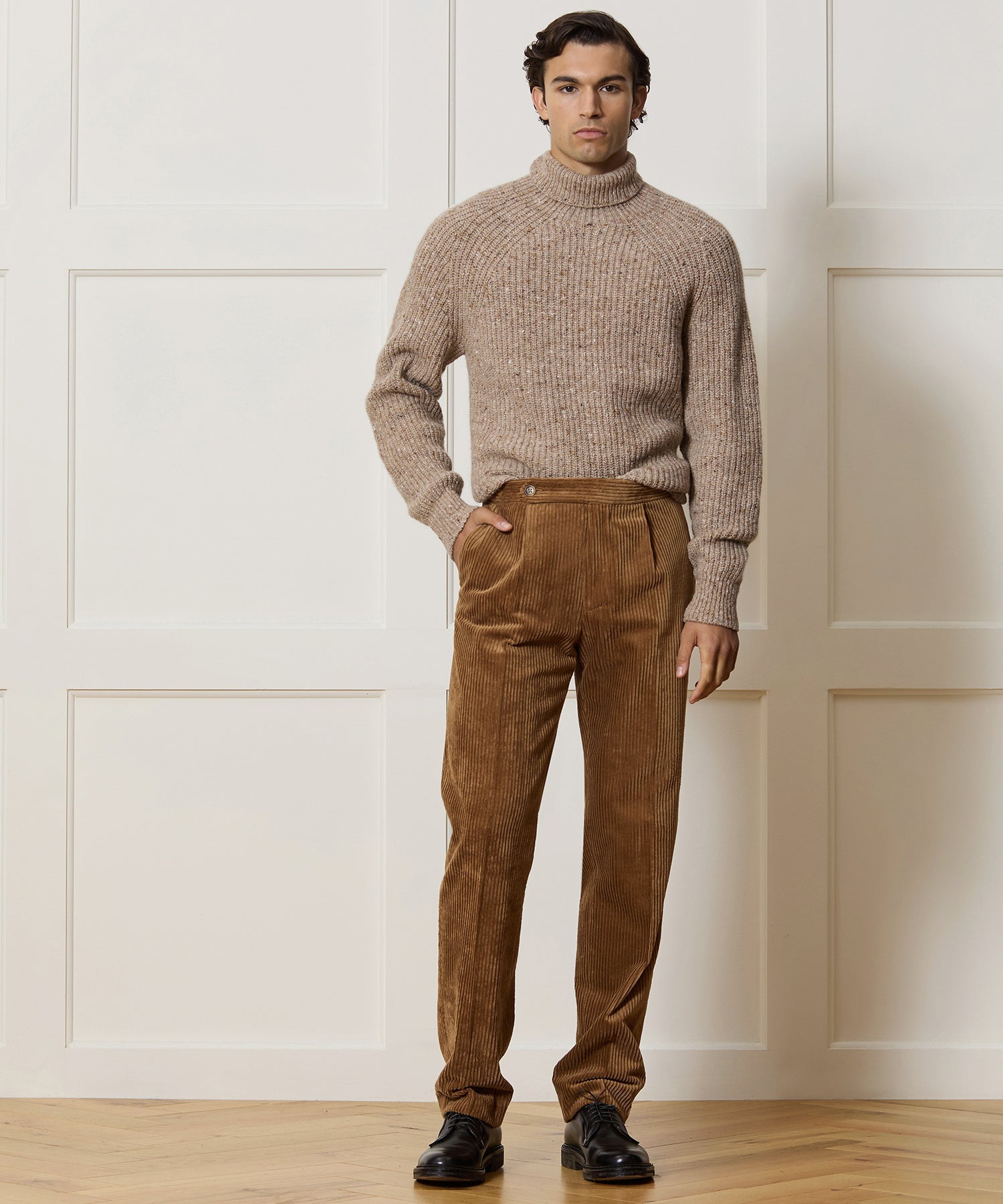 Italian Wide Wale Corduroy Side Tab Trouser