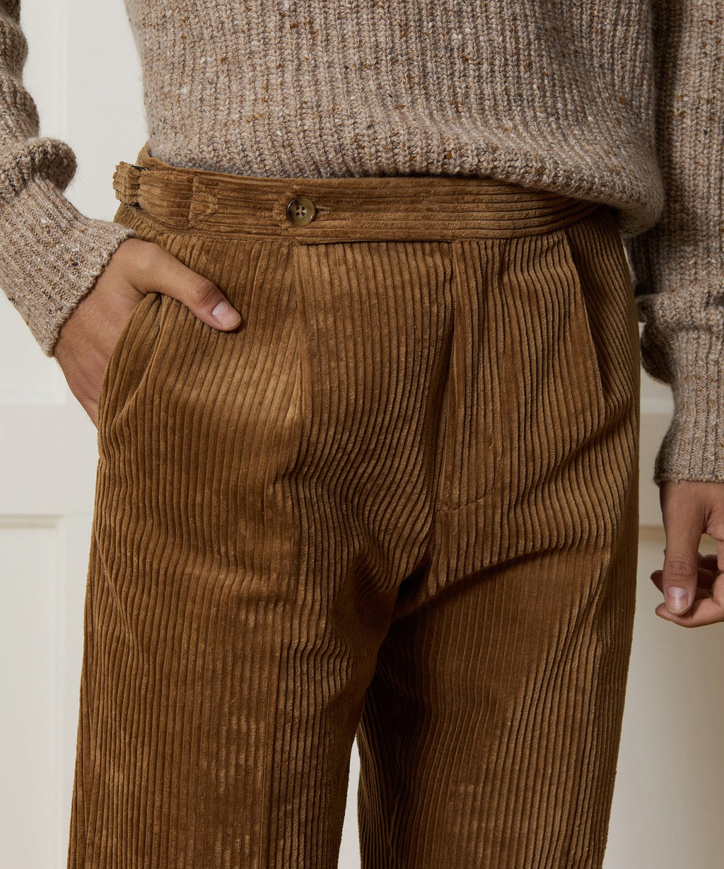 Italian Wide Wale Corduroy Side Tab Trouser