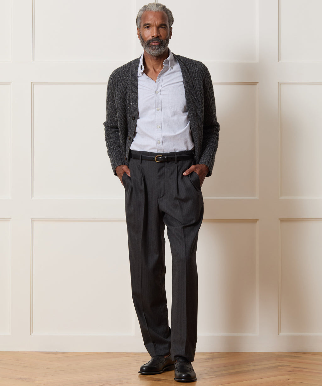 Italian Flannel Striped Hollywood Trouser