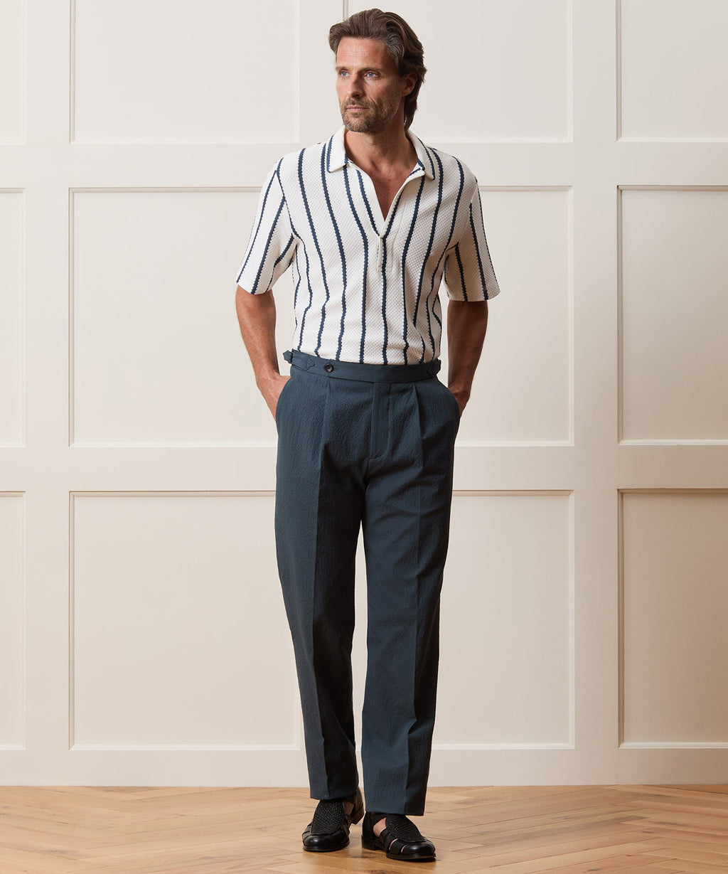 Italian Seersucker Side Tab Trouser